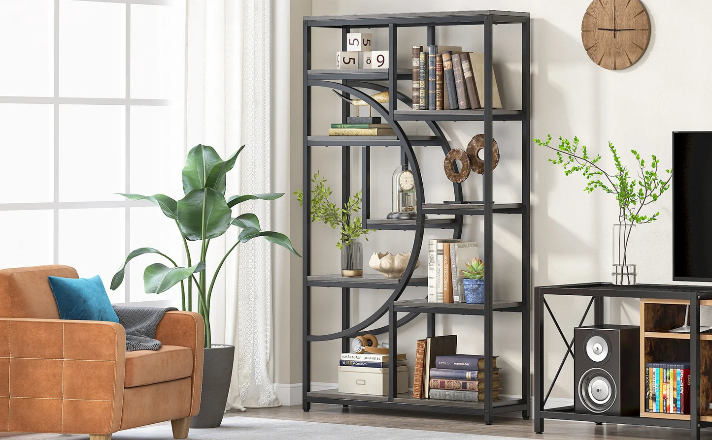 Tribesigns Industrial 5 Tier Etagere Bookcase Freestanding Organizer