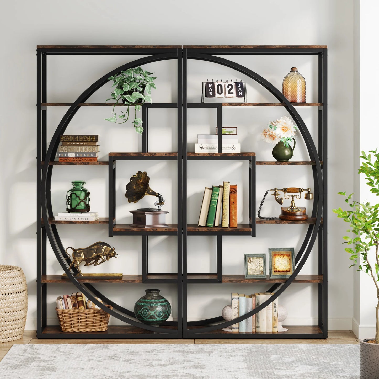 Tribesigns Industrial 5 Tier Etagere Bookcase Freestanding Organizer