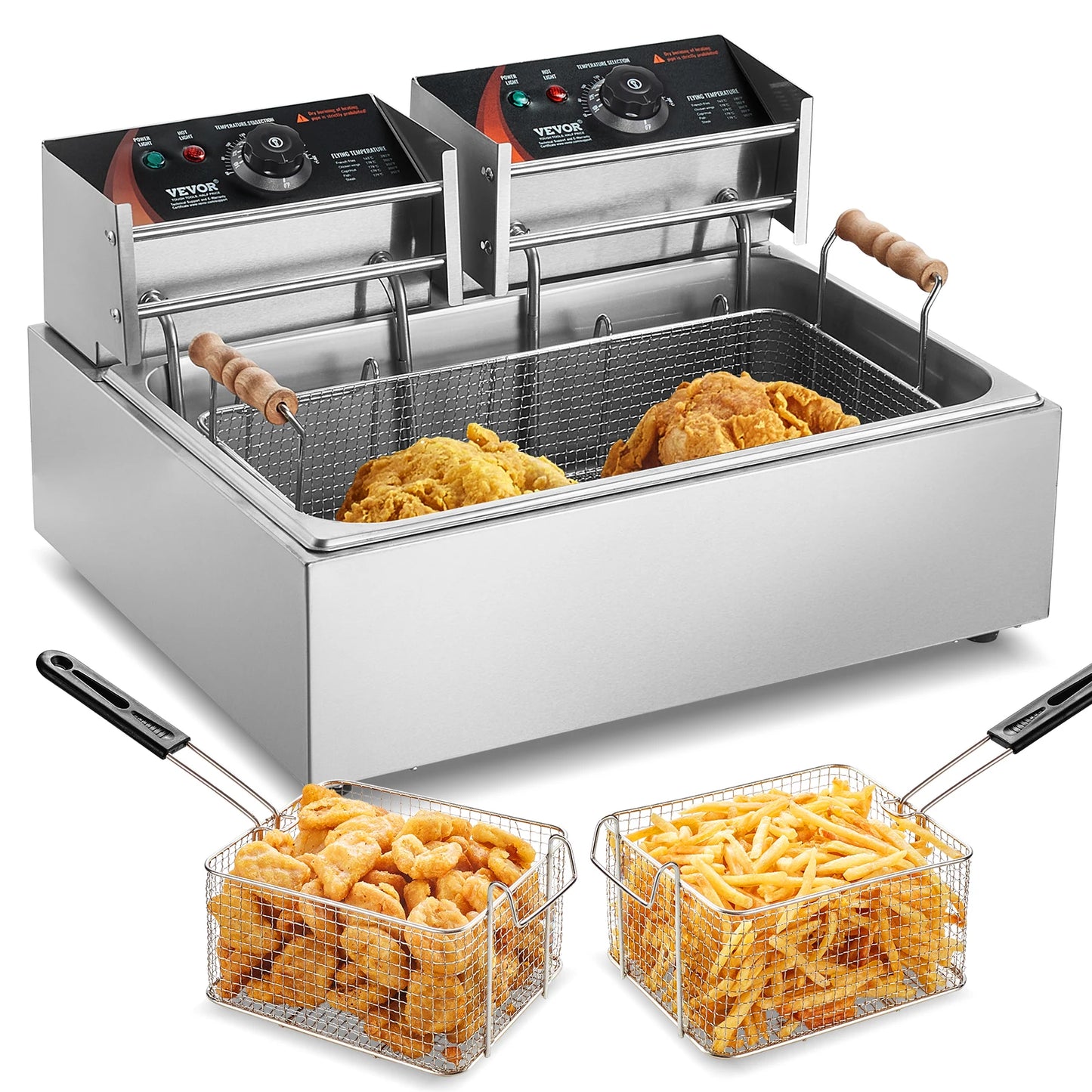 VEVOR Stainless Steel Commercial Deep Fryer 3000W Countertop Fryer