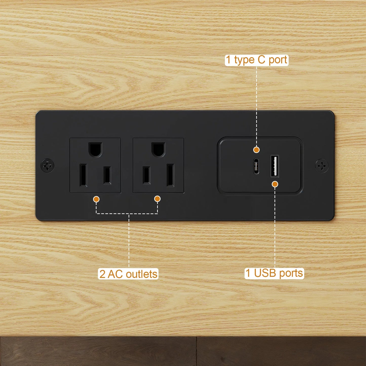 TV Stand With Power Outlet, Adjustable Shelves, Modern Entertainment Center