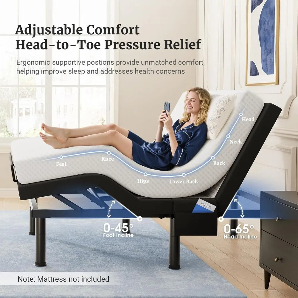 Tami T600 Split King Adjustable Bed Frame With Massage Remote