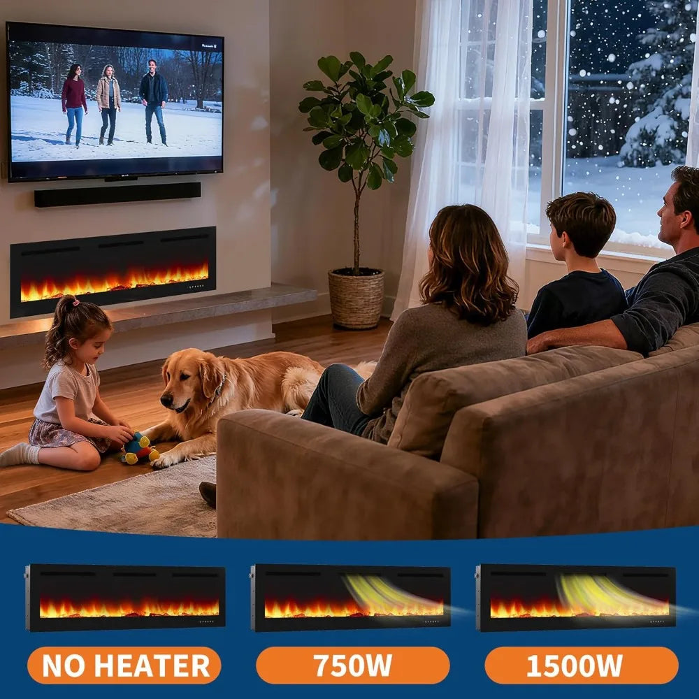 Electric Fireplace Insert With Remote, 3 Heat Modes, 12 Colors