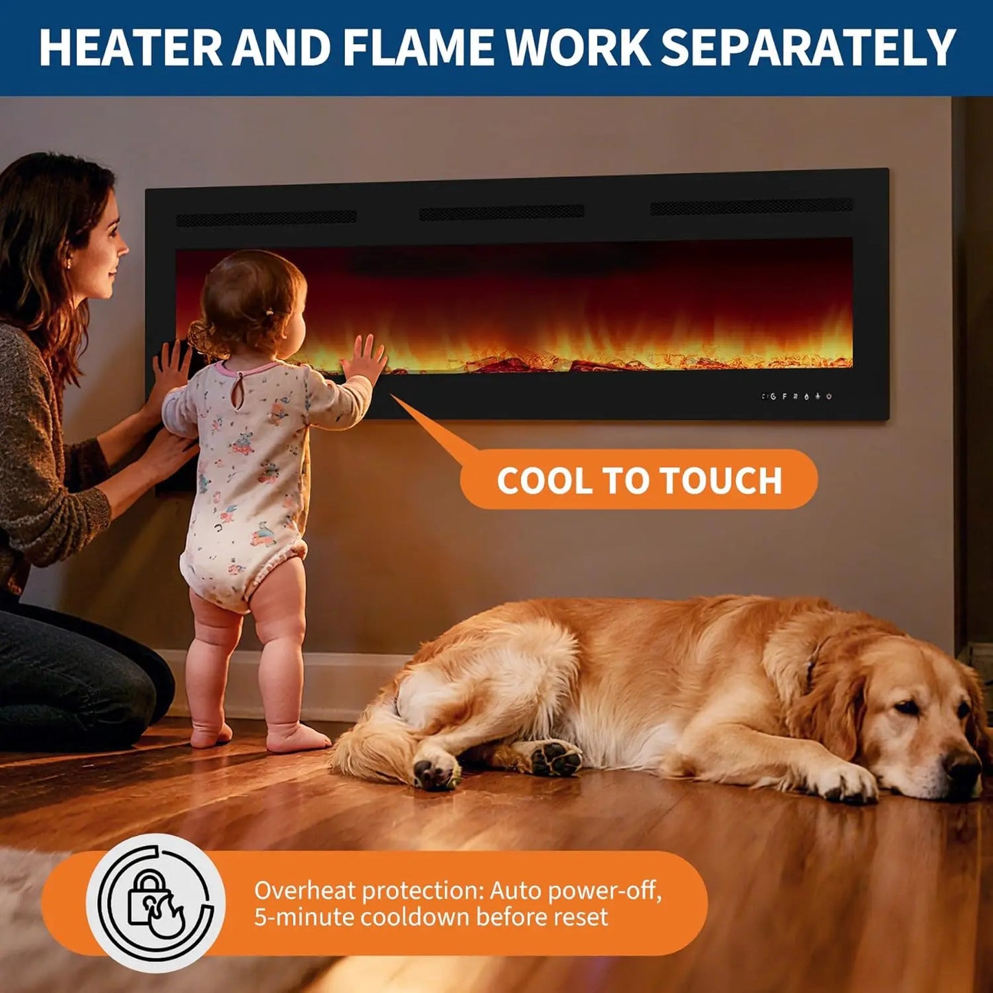 Electric Fireplace Insert With Remote, 3 Heat Modes, 12 Colors