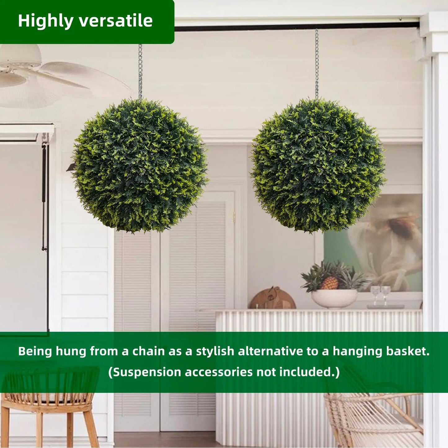 StudysetCN Artificial Topiary Balls Outdoor Set Of 2