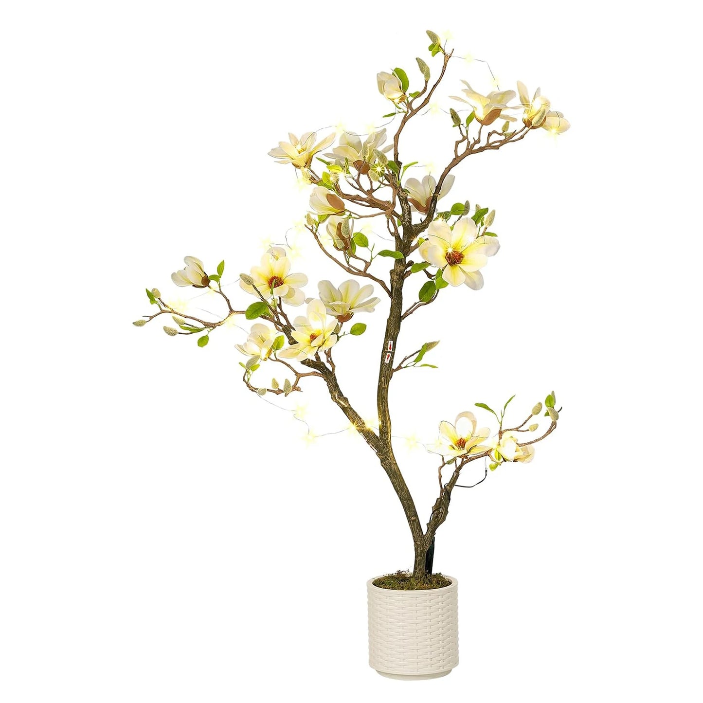 Artificial Magnolia Plant With LED Lights For Outdoor Patio Decor