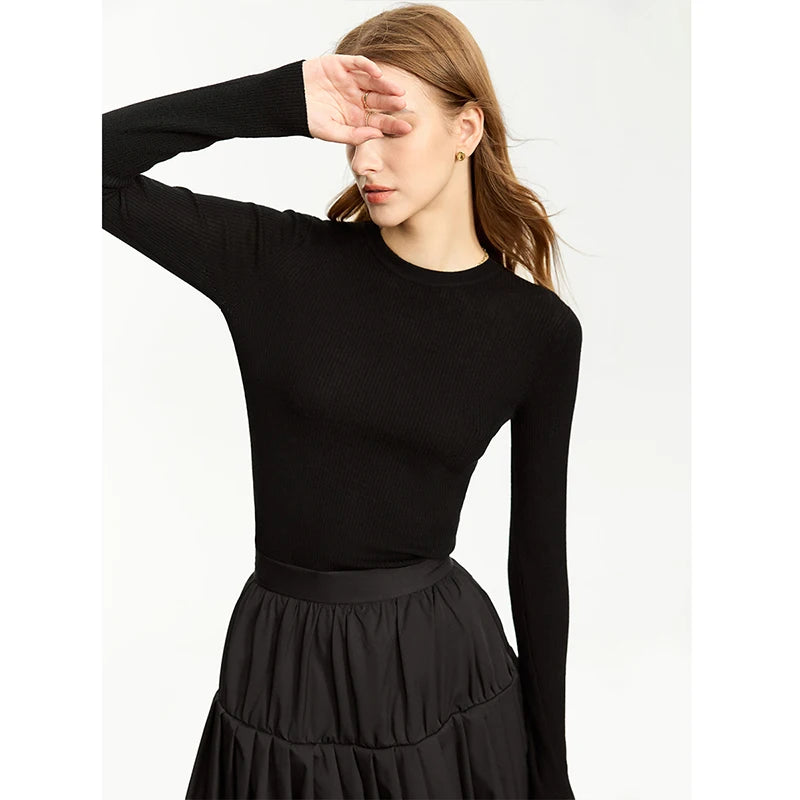 AMIICN Minimalism Women Sweater Slim Fit Turtleneck Warm Knit