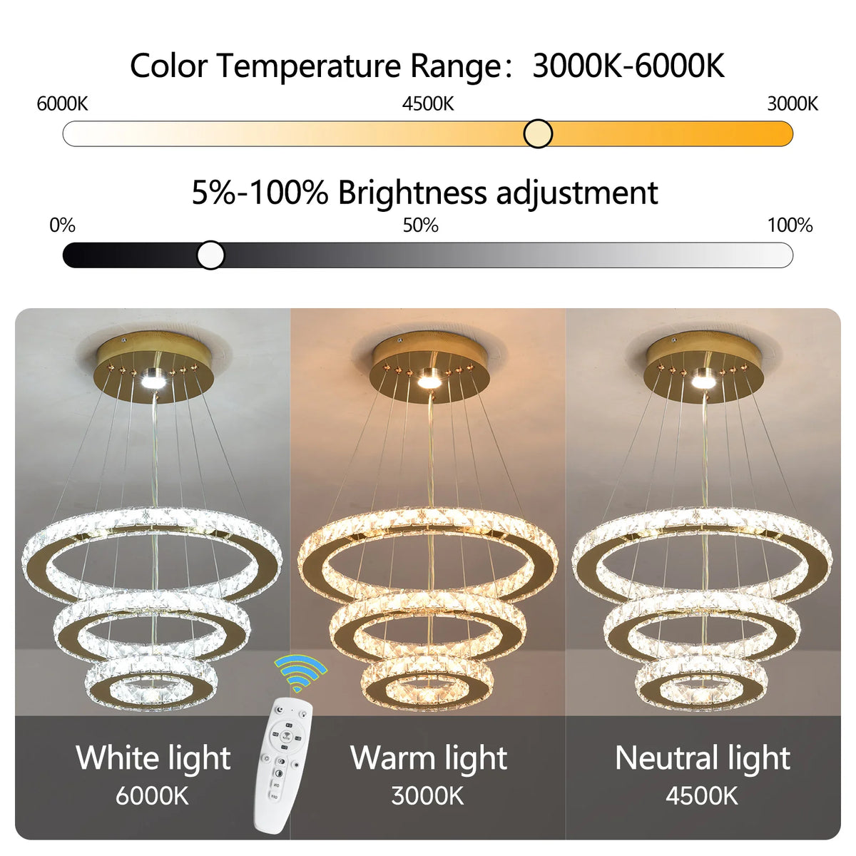 VETRULUS Crystal Chandelier Pendant Ceiling Light For Living Room