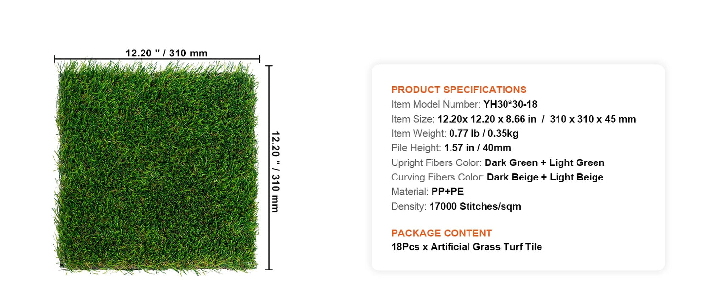 SucceBuy Artificial Grass Rug Outdoor Turf Door Mat Drainage Holes