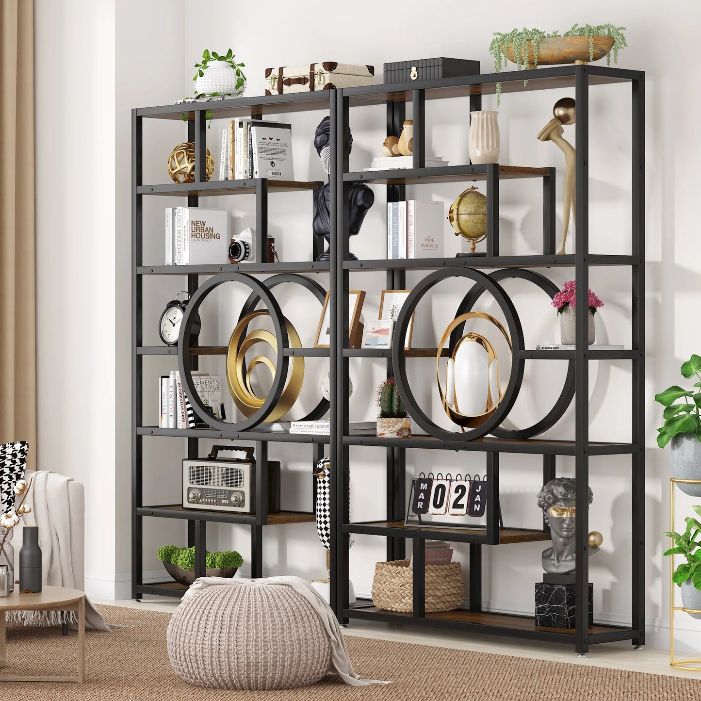 Tribesigns Industrial 5 Tier Etagere Bookcase Freestanding Organizer