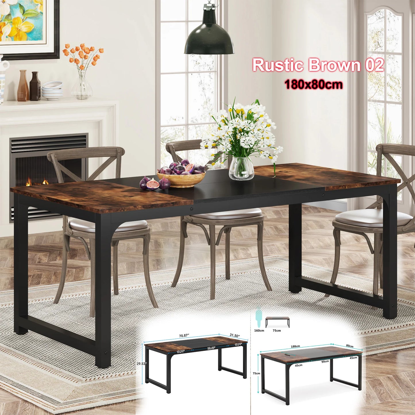 Tribesigns Rectangular Dining Table For 6 To 8 People