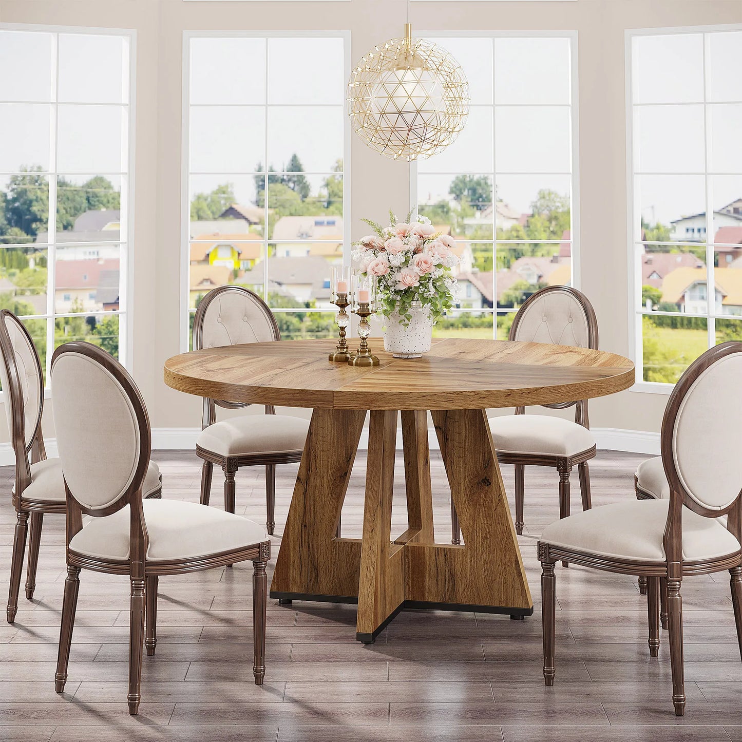 Tribesigns Round Dining Table For Four Farmhouse Kitchen