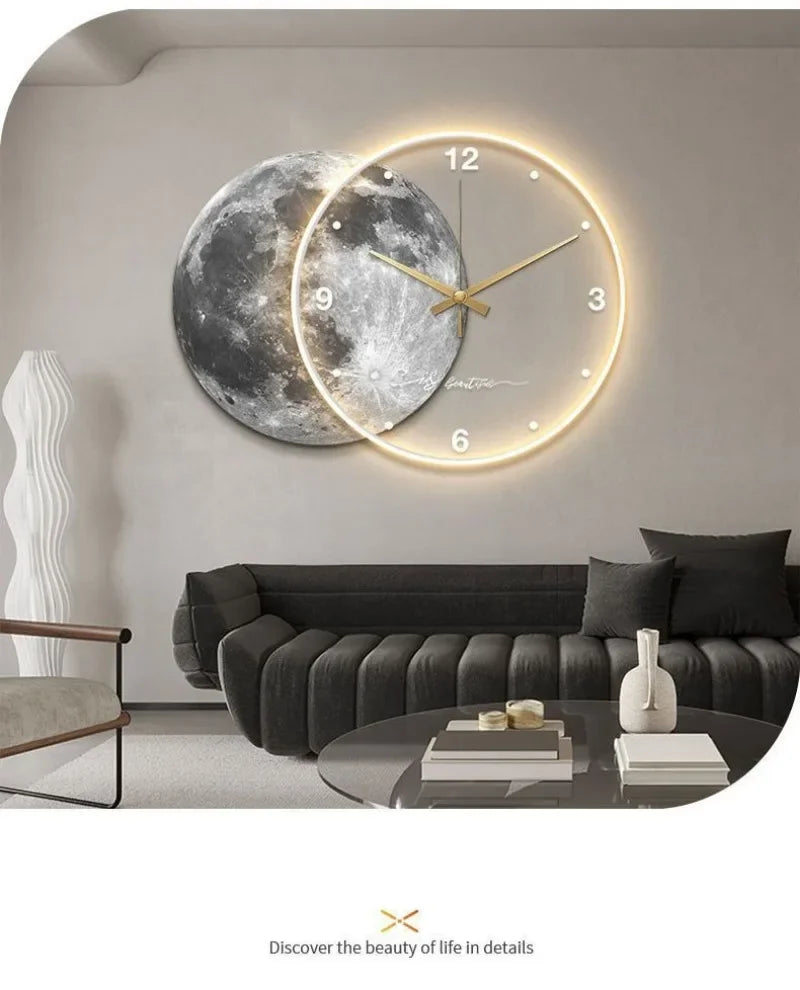 ZHUOLI Moon Earth Modeling LED Wall Clock With Silent Movement