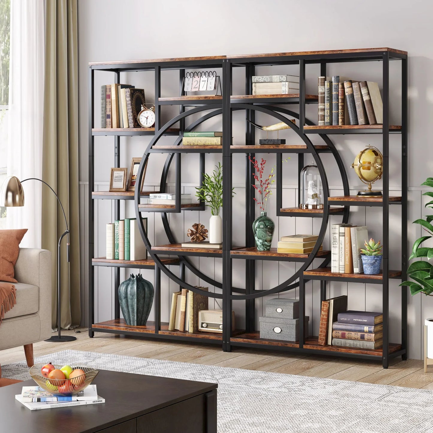 Tribesigns Industrial 5 Tier Etagere Bookcase Freestanding Organizer