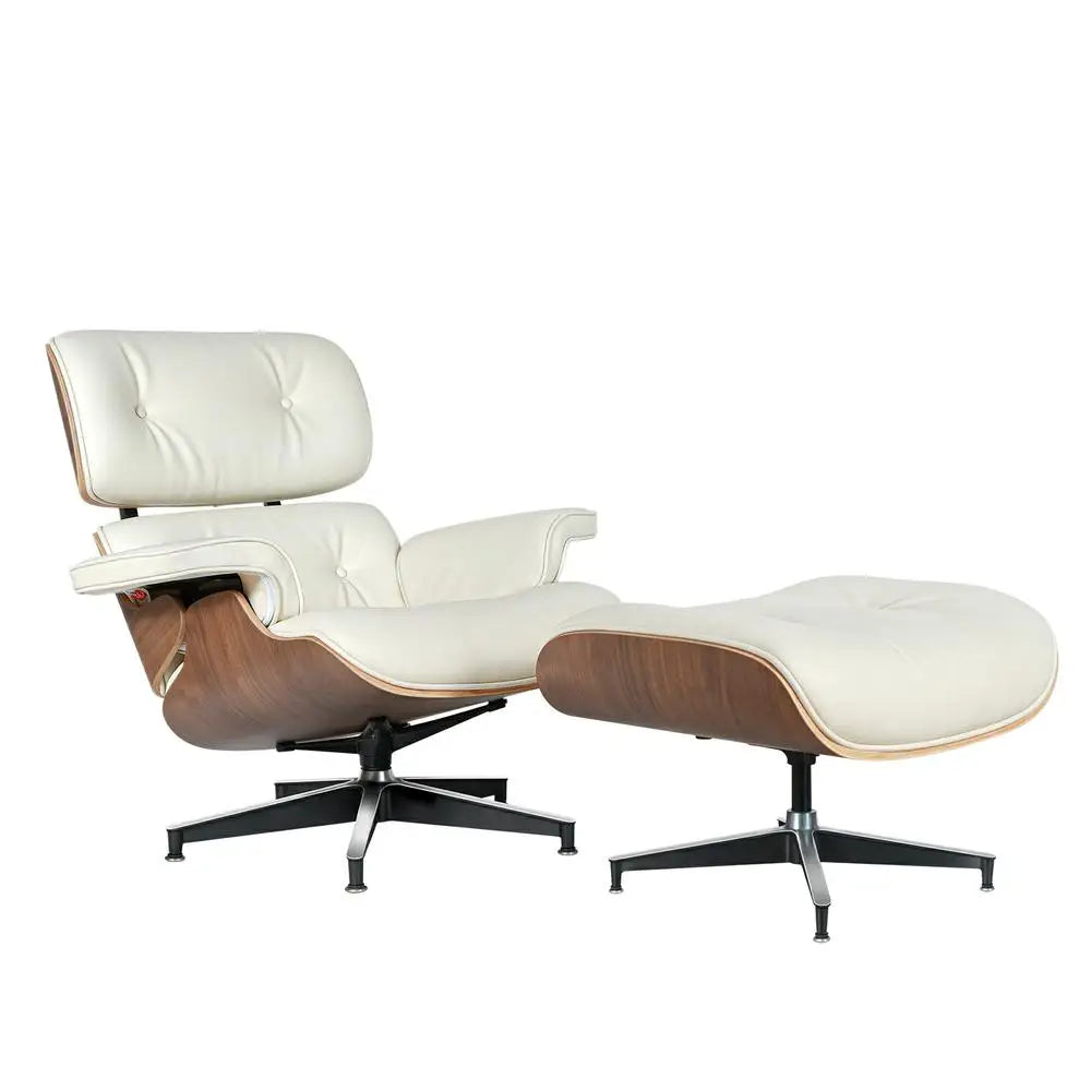 Mid Century Leather Armchair Lounge Chair Ottoman For Living Room