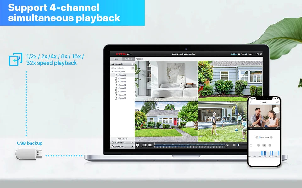 ZOSI 4K POE Surveillance Kit 8 Channel NVR AI Detection