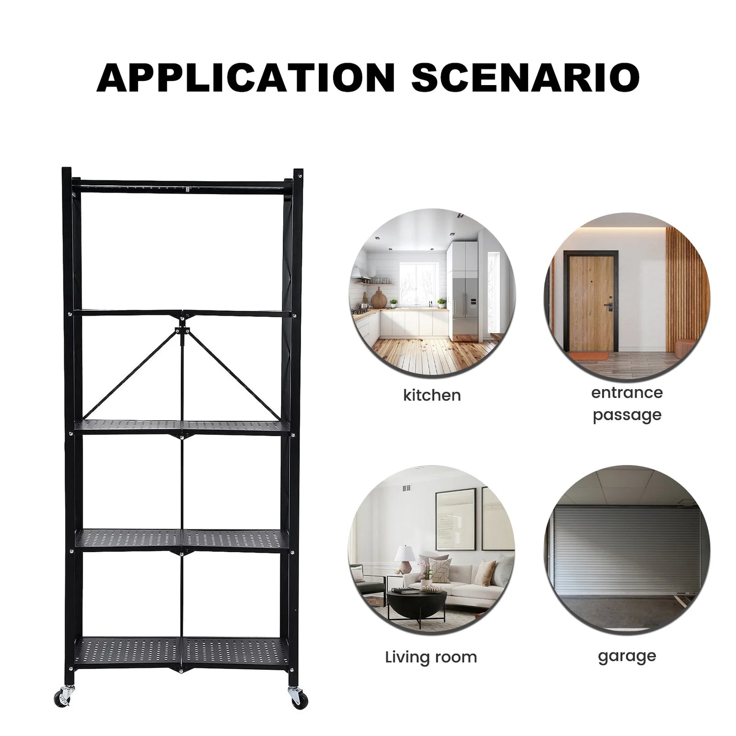 5 Tier Wheel Storage Shelving Unit Heavy Duty Metal Organizer