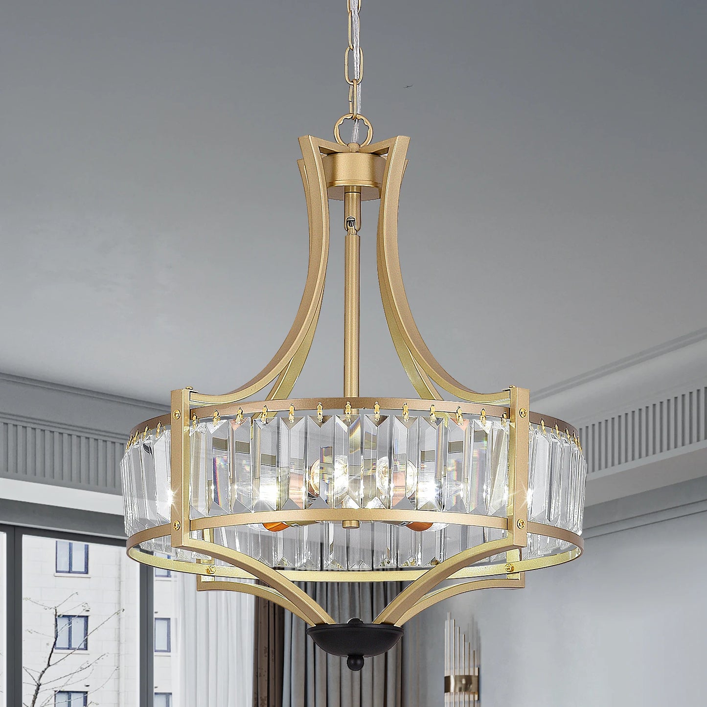 VETRULUS Luxury Crystal Pendant Ceiling Lamp Modern Living Room Chandelier