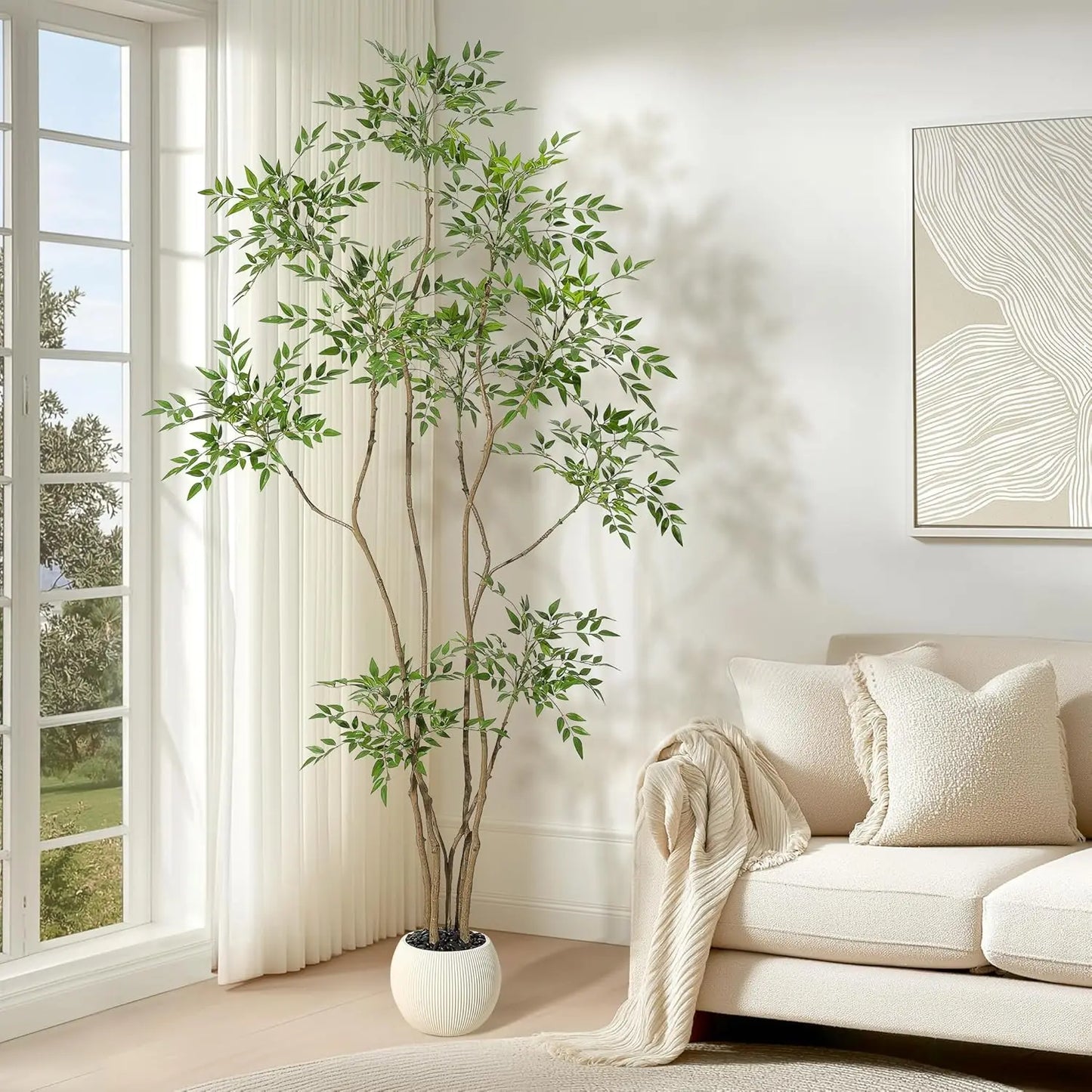 TWISTER.CKCN Artificial Nandina Tree In Pot For Home Office Decor