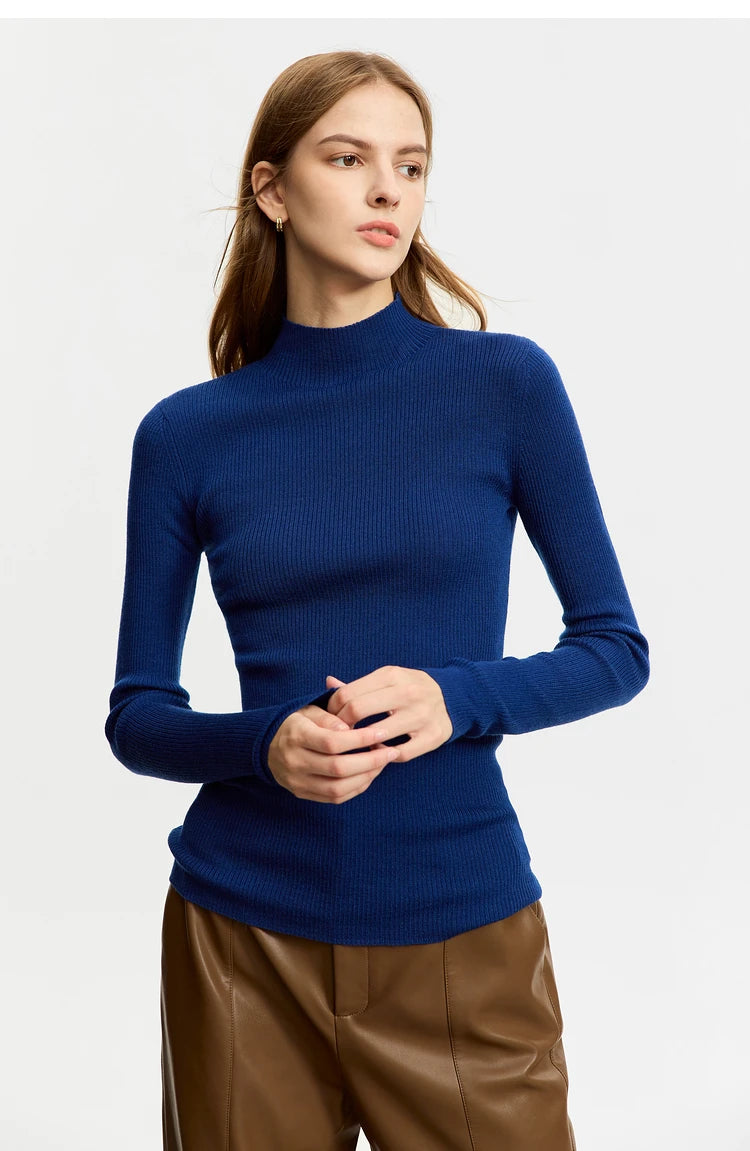AMIICN Minimalism Women Sweater Slim Fit Turtleneck Warm Knit