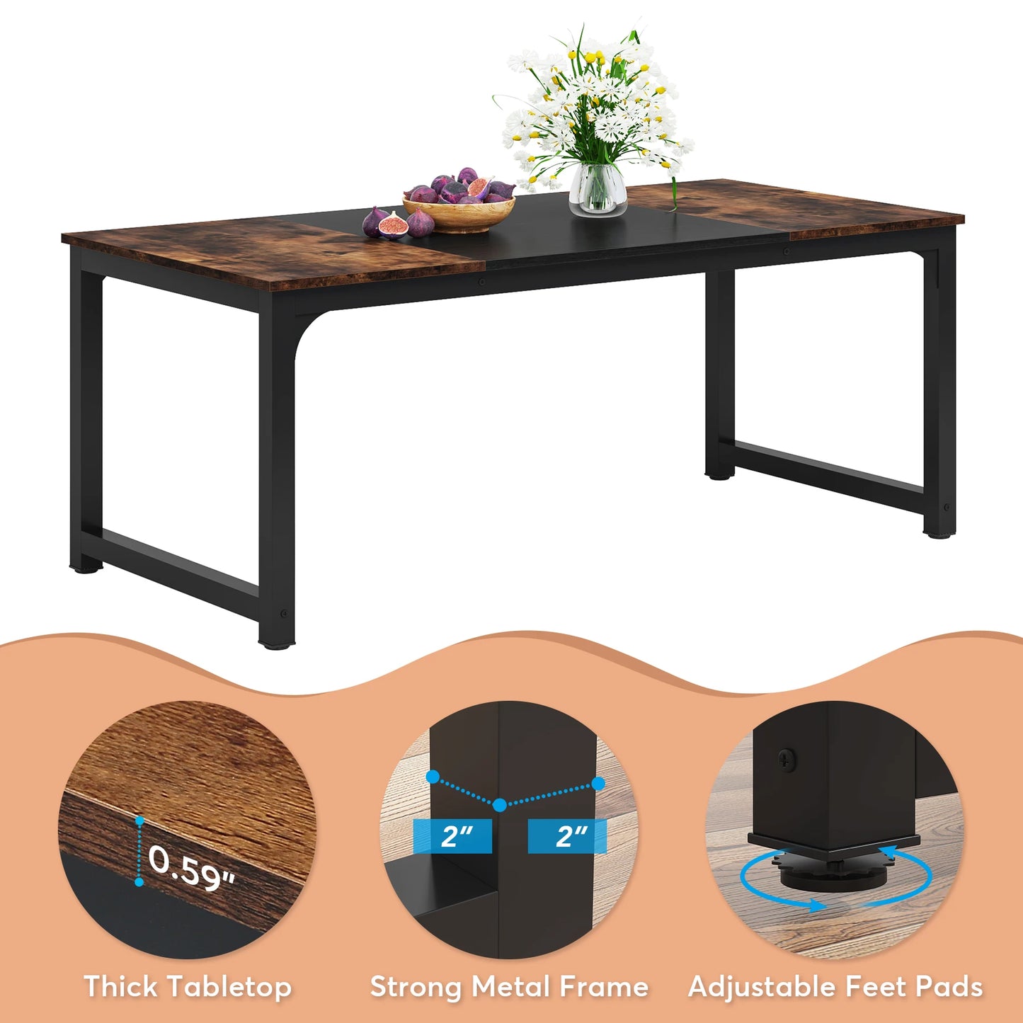 Tribesigns Rectangular Dining Table For 6 To 8 People