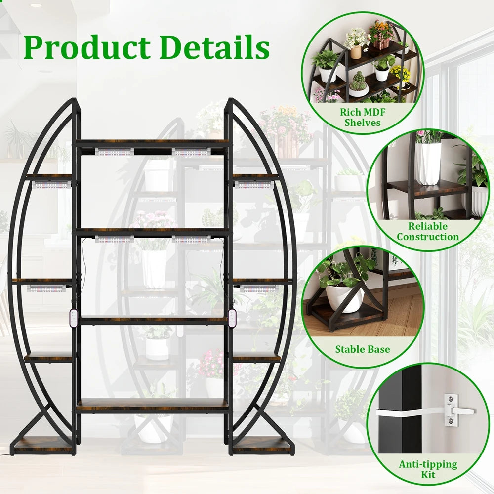Half Moon Shape Plant Stand Industrial Multilayer Shelf Rack