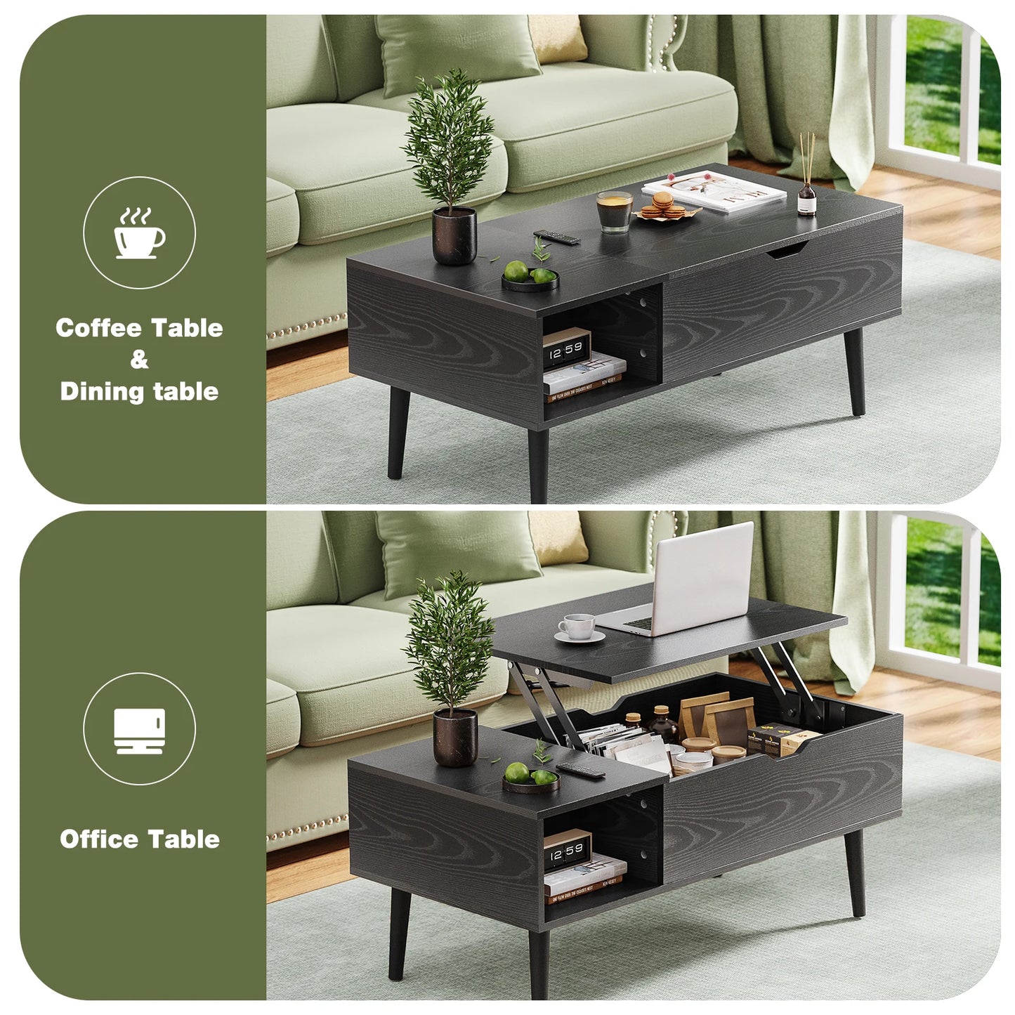 JHK Lift Top Coffee Table With Storage And Easy Lift