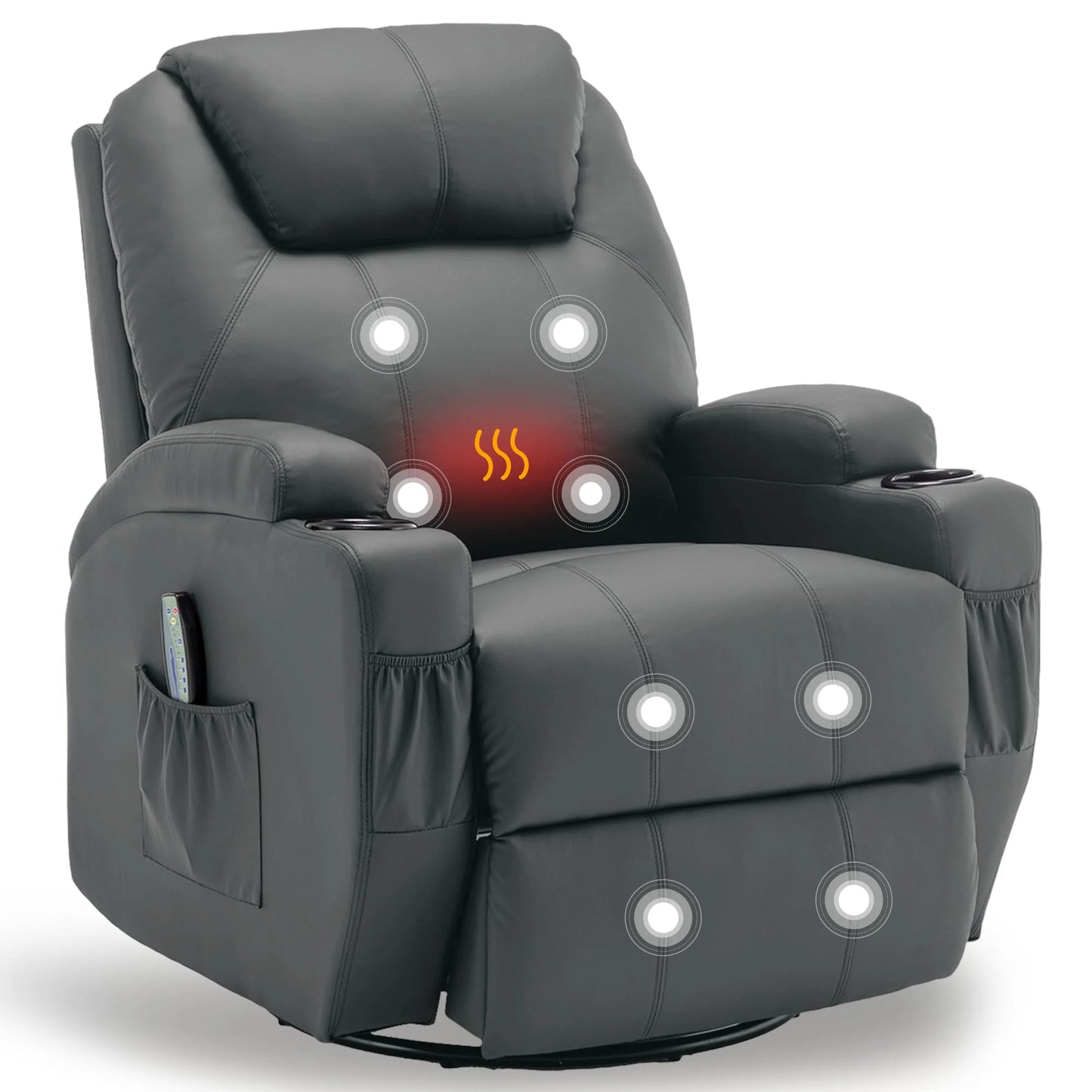 KORSER Recliner Chair With Massage And Heat 360 Swivel