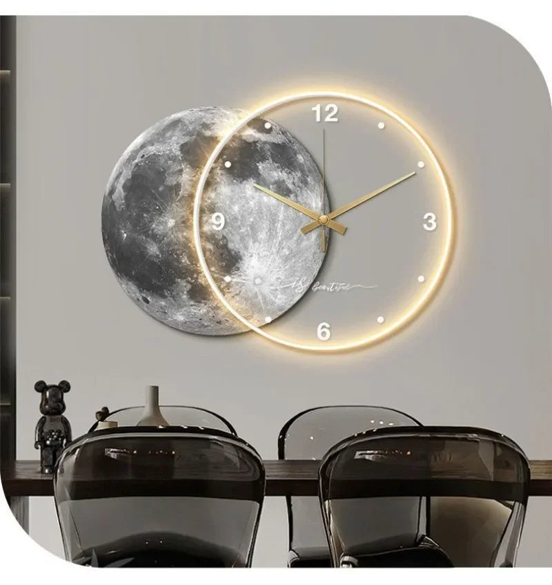 ZHUOLI Moon Earth Modeling LED Wall Clock With Silent Movement