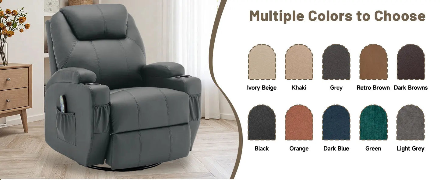 KORSER Recliner Chair With Massage And Heat 360 Swivel