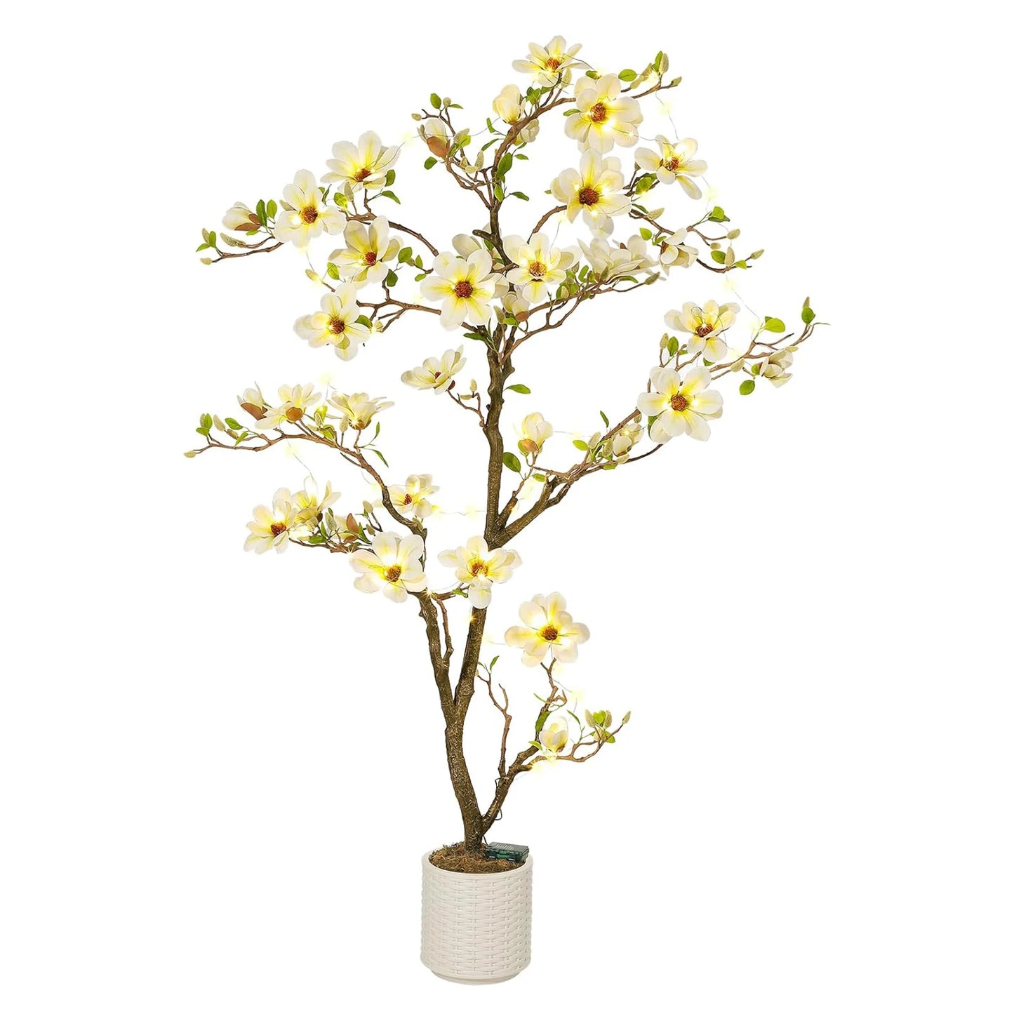 Artificial Magnolia Plant With LED Lights For Outdoor Patio Decor
