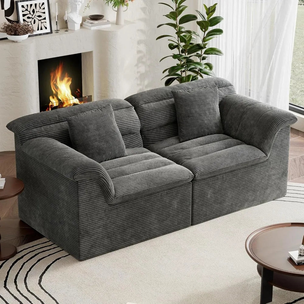 ZHUXIANG Corduroy Deep Seats Loveseat Sofa