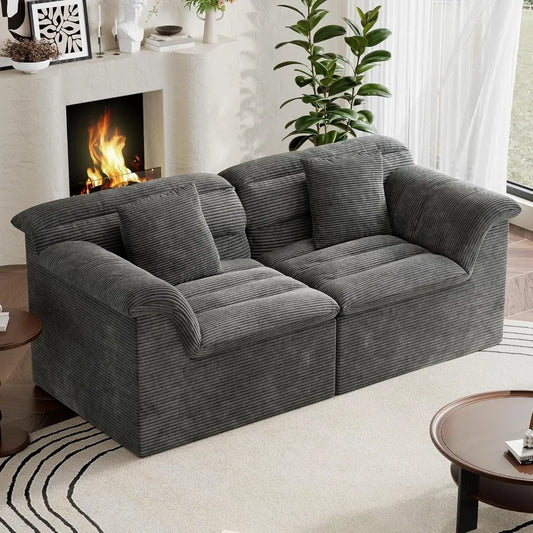 ZHUXIANG Corduroy Deep Seats Loveseat Sofa