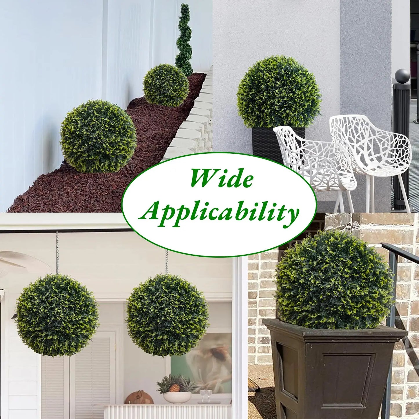 StudysetCN Artificial Topiary Balls Outdoor Set Of 2
