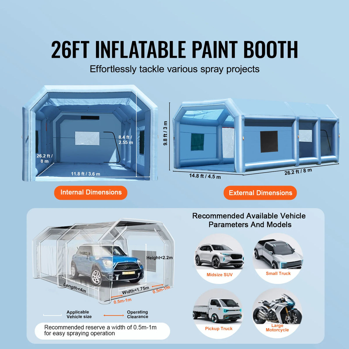 Inflatable Paint Booth With Powerful Blowers And Air Filter System