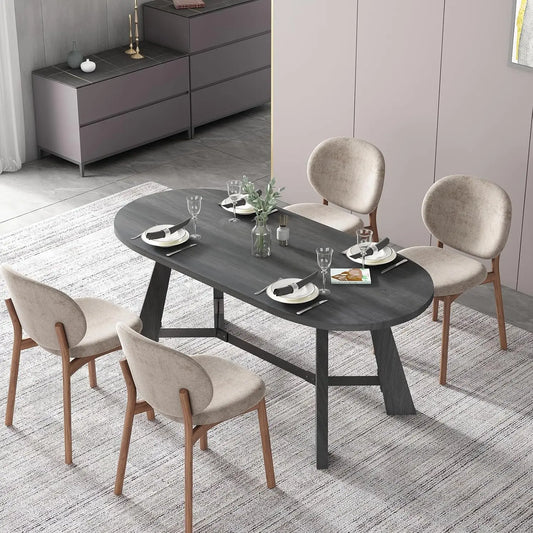 Rustic Oval Dining Table for Gatherings, Farmhouse Wood