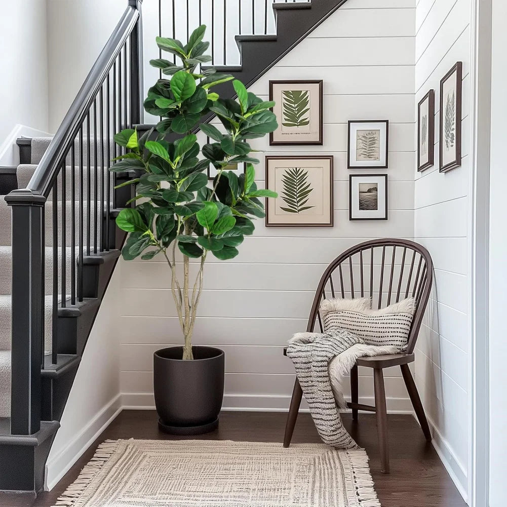 HiMISSCN Fiddle Leaf Fig Artificial Tree For Home Decor With Pot