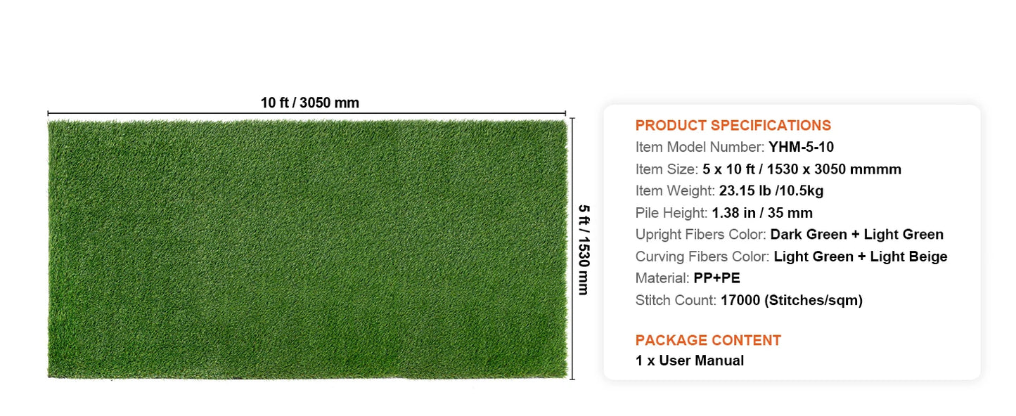 SucceBuy Artificial Grass Rug Outdoor Turf Door Mat Drainage Holes