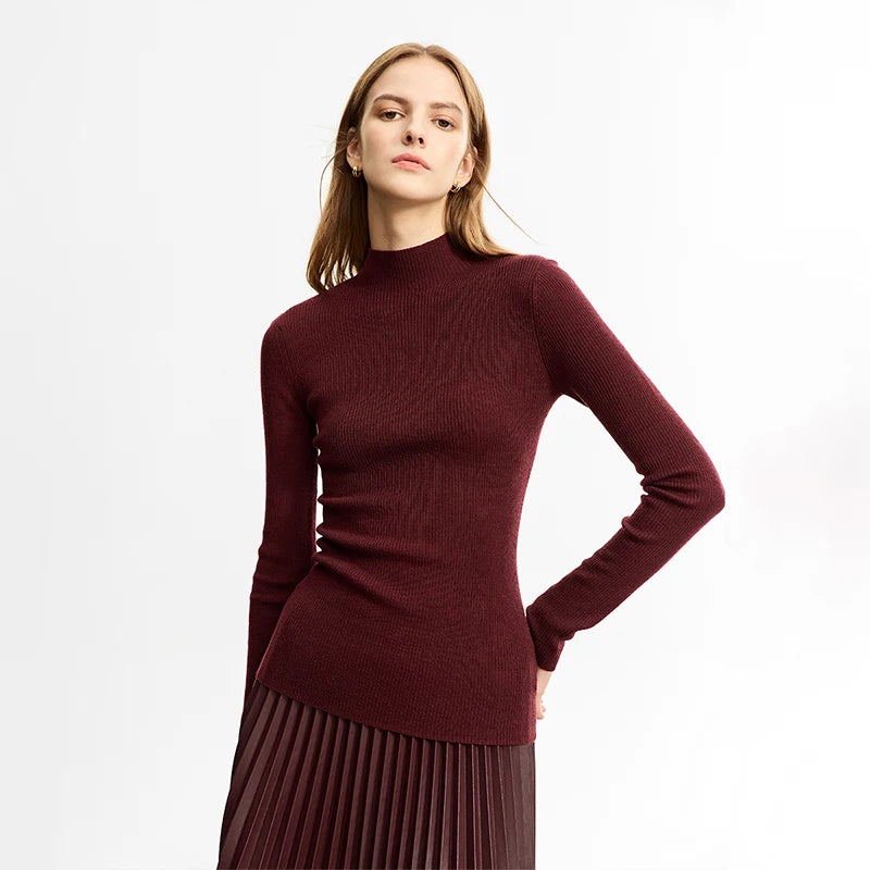 AMIICN Minimalism Women Sweater Slim Fit Turtleneck Warm Knit