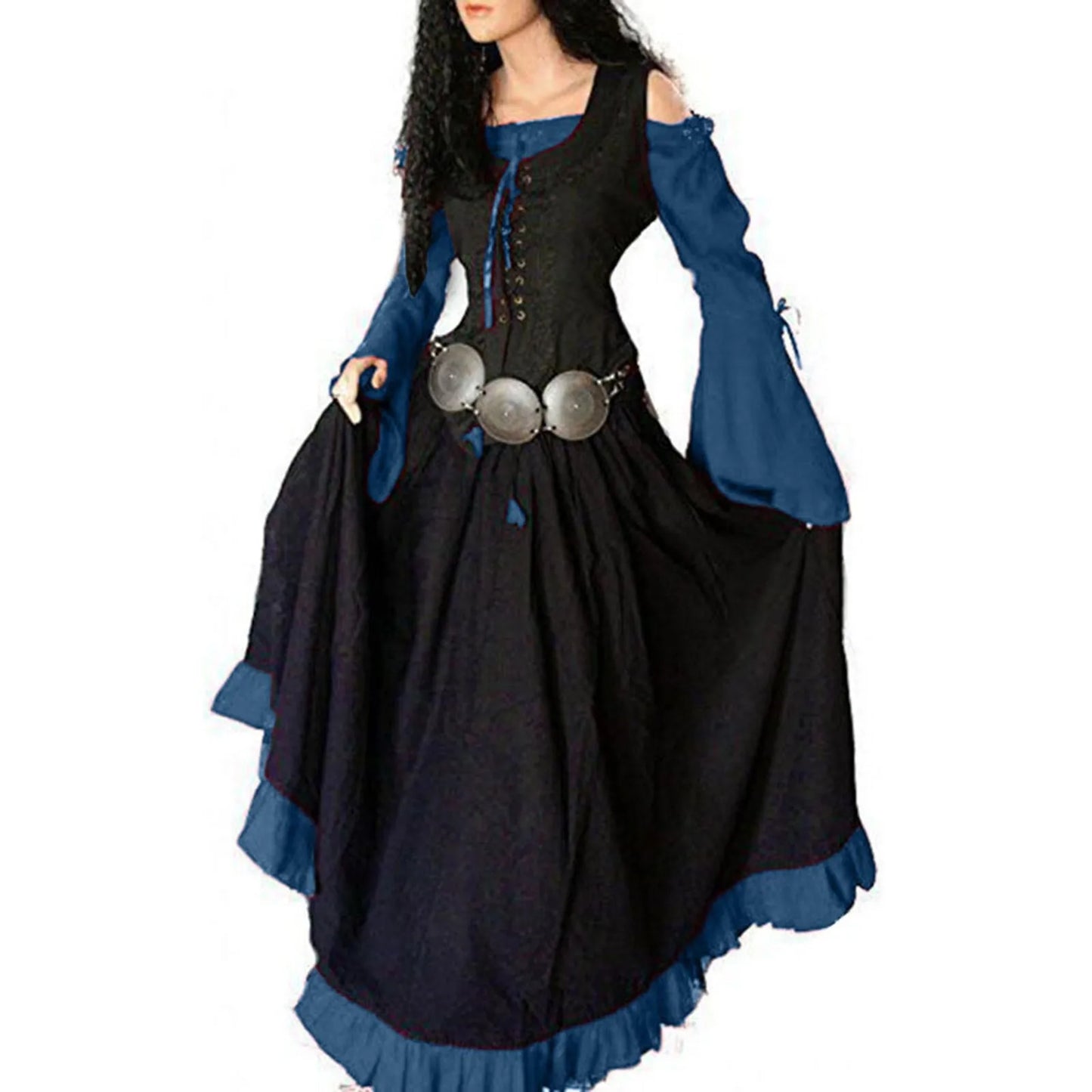 Women's Medieval Retro Gothic Dress Off Shoulder Vintage Girdling