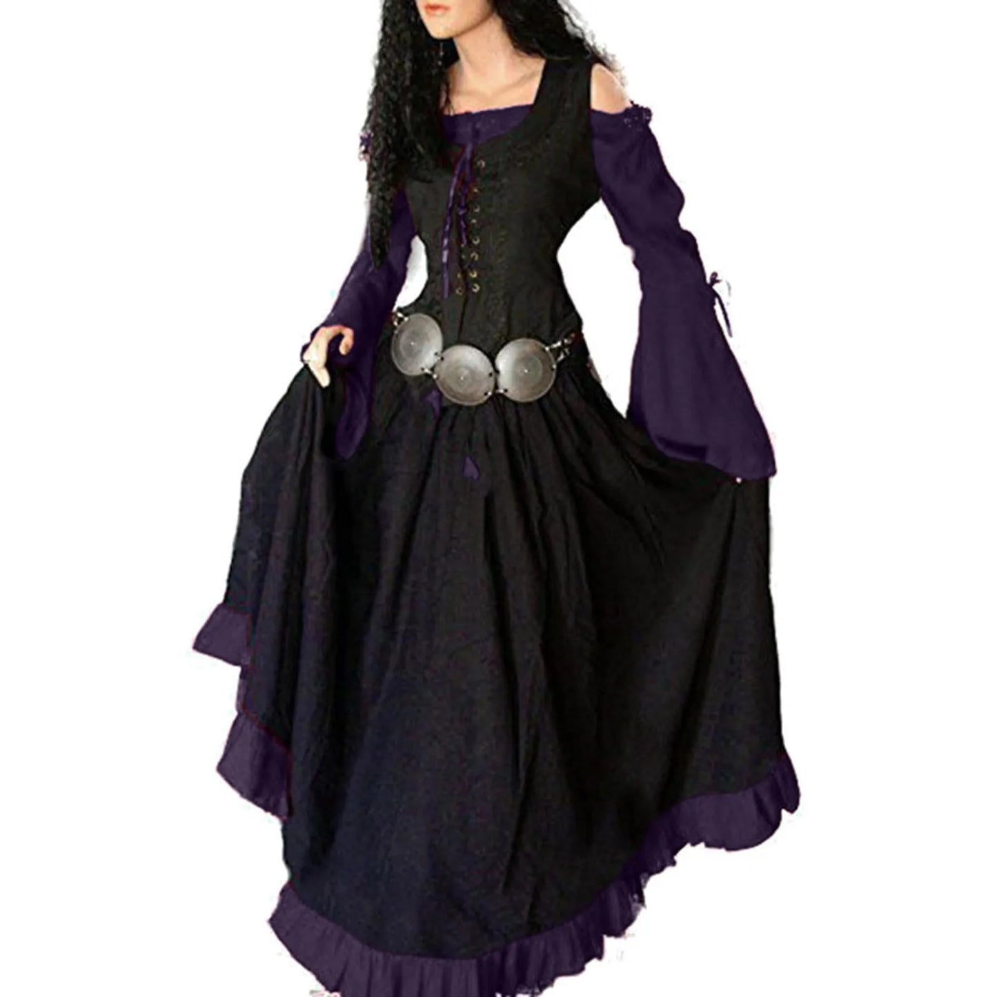 Women's Medieval Retro Gothic Dress Off Shoulder Vintage Girdling