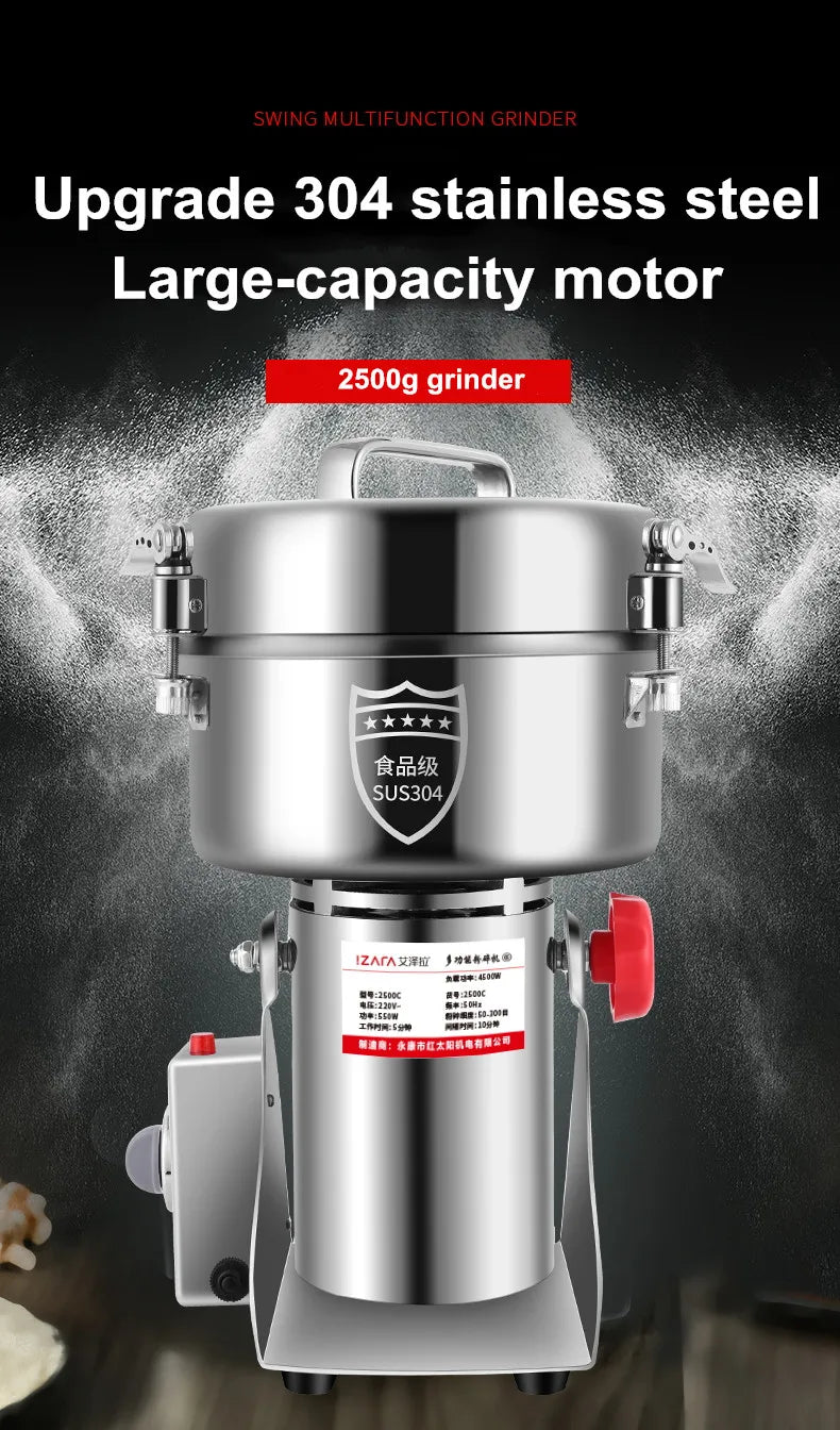 2500A 4500W Powder Grinder For Herbs Spices Grains Cereals