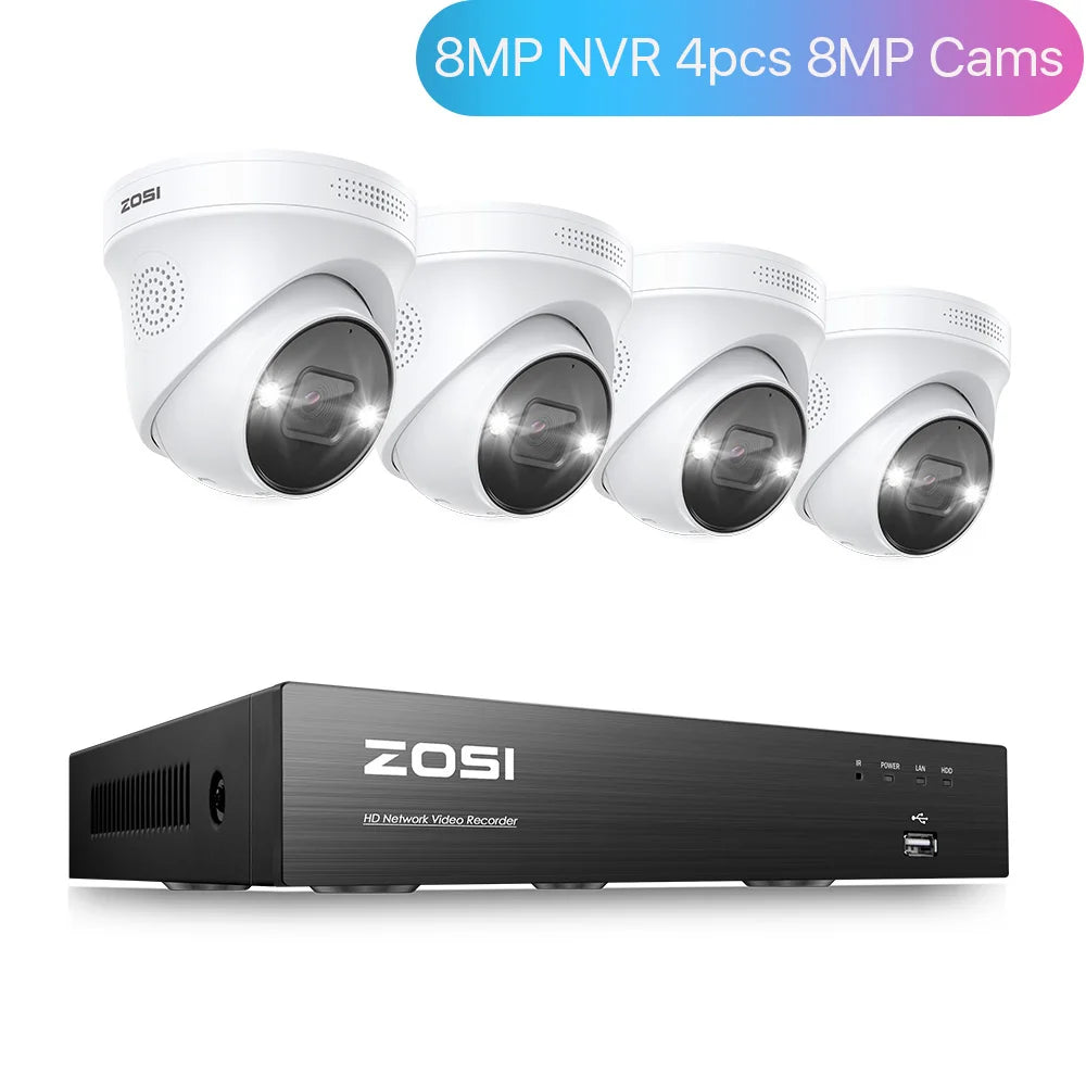 ZOSICTV 4K 8MP POE Surveillance Kit 8CH AI NVR System