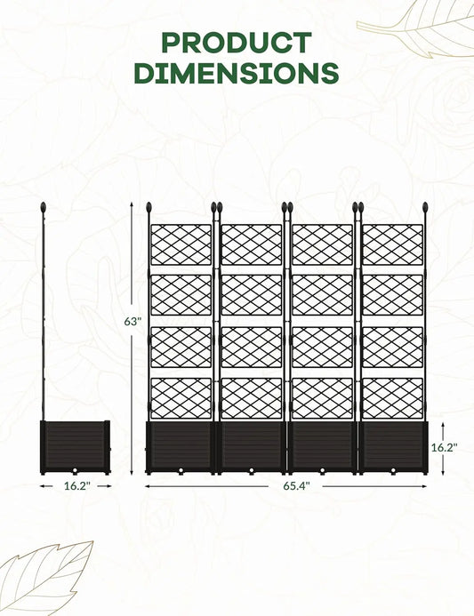 HiMISS Plastic Plant Box With Metal Trellis For Climbing Plants
