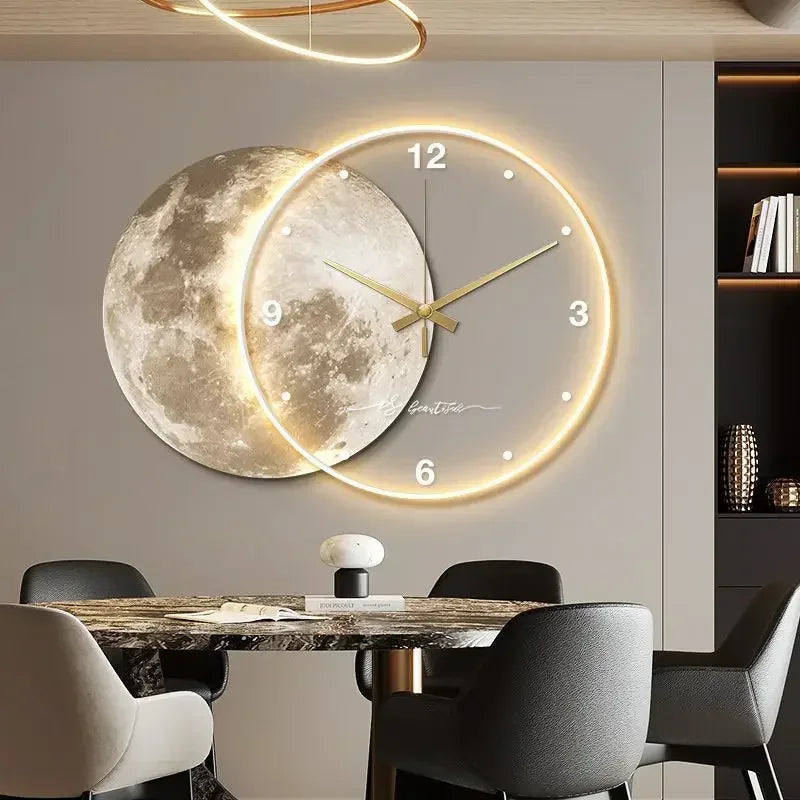 ZHUOLI Moon Earth Modeling LED Wall Clock With Silent Movement