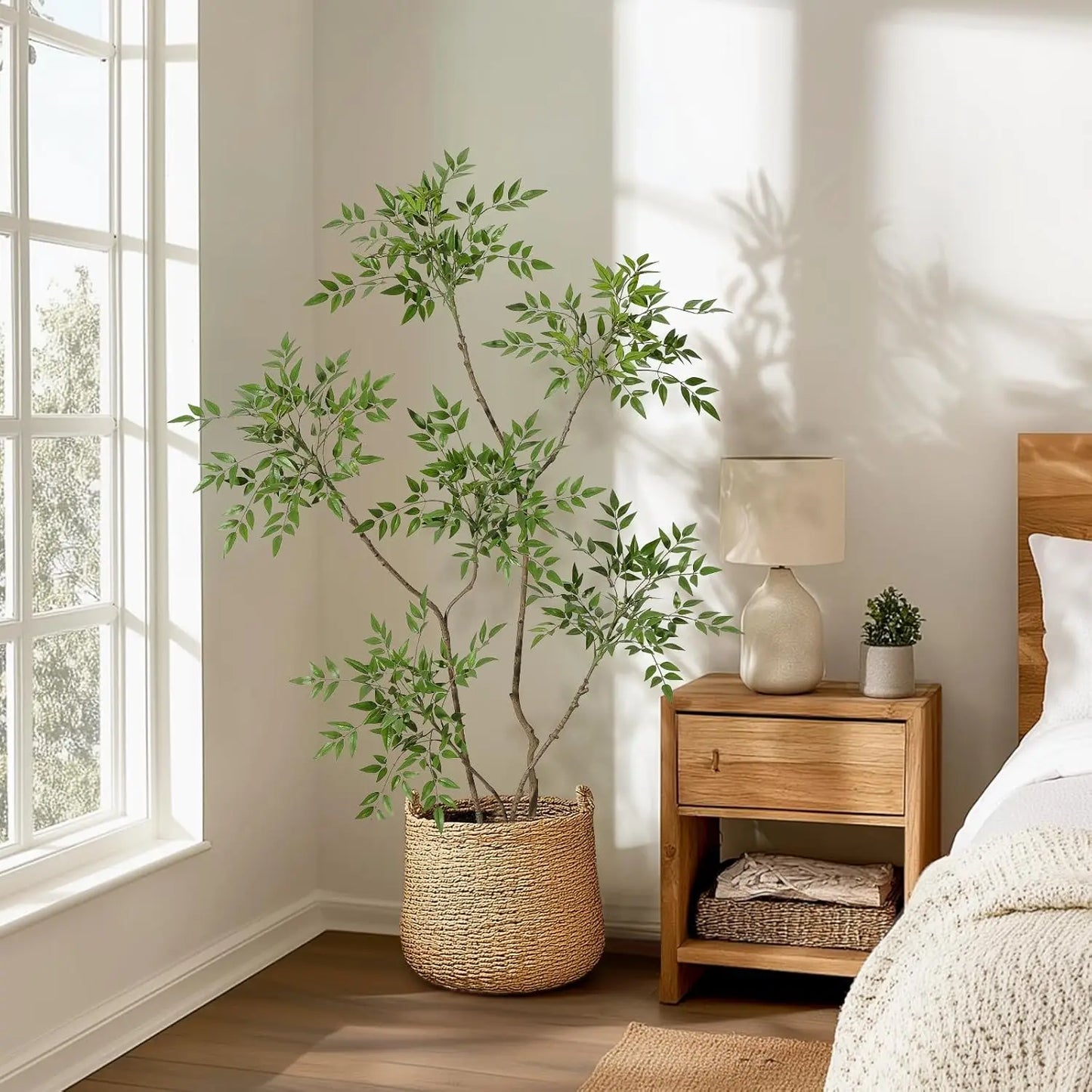 TWISTER.CKCN Artificial Nandina Tree In Pot For Home Office Decor