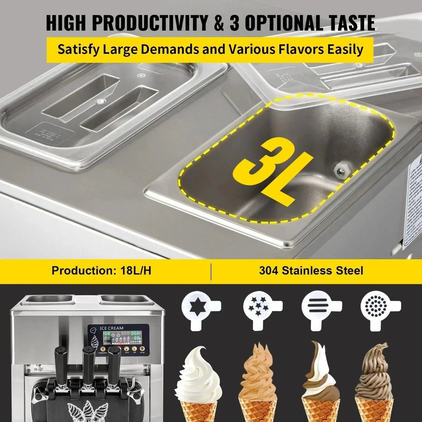 VEVOR Ice Cream Machine A168 1200W Compressor Maker with LCD