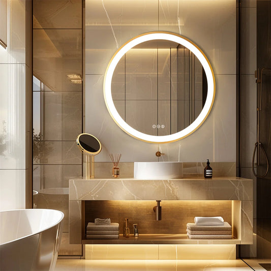 LUVODICRI Waterproof LED Bathroom Mirror With Defog 3 Color Dimming