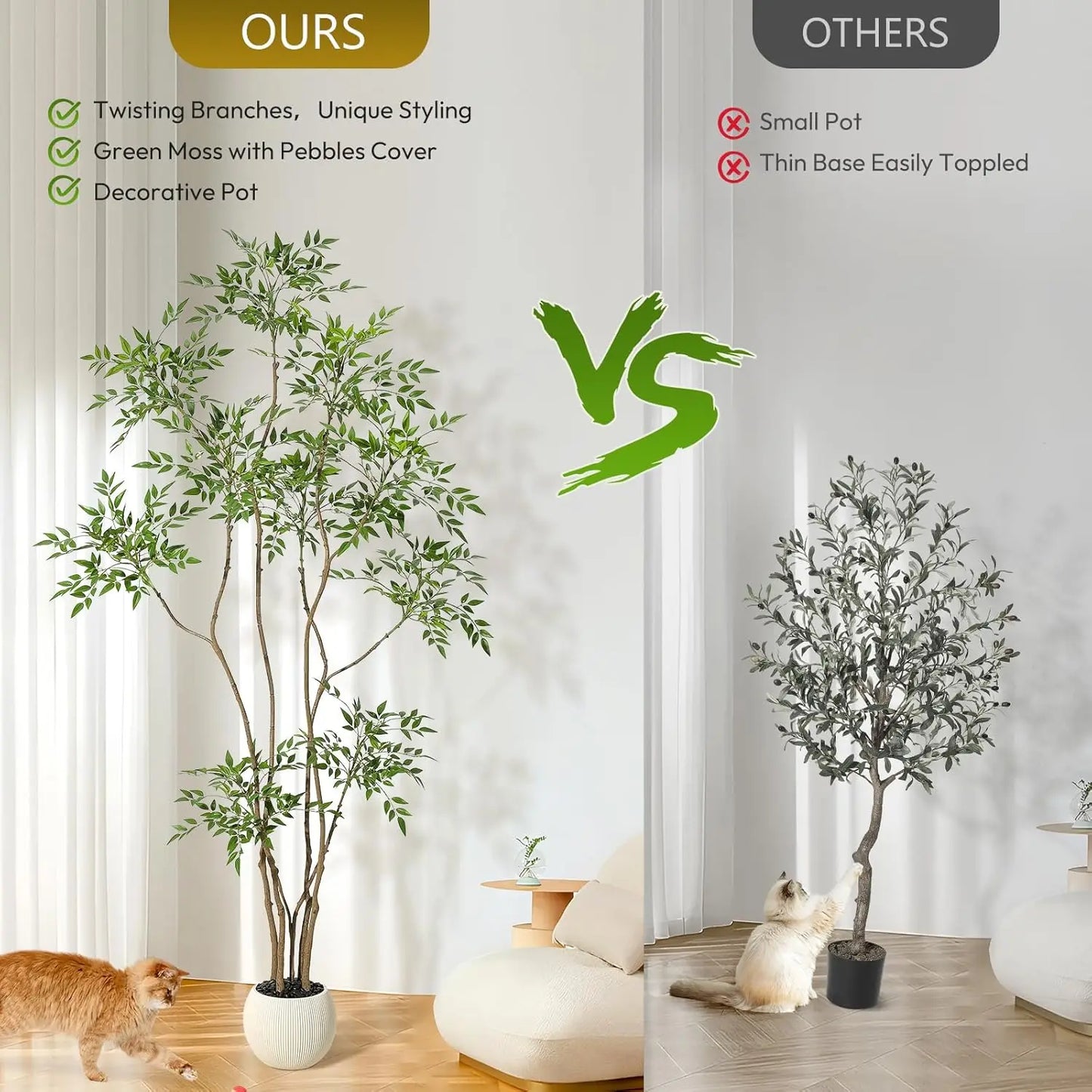 TWISTER.CKCN Artificial Nandina Tree In Pot For Home Office Decor