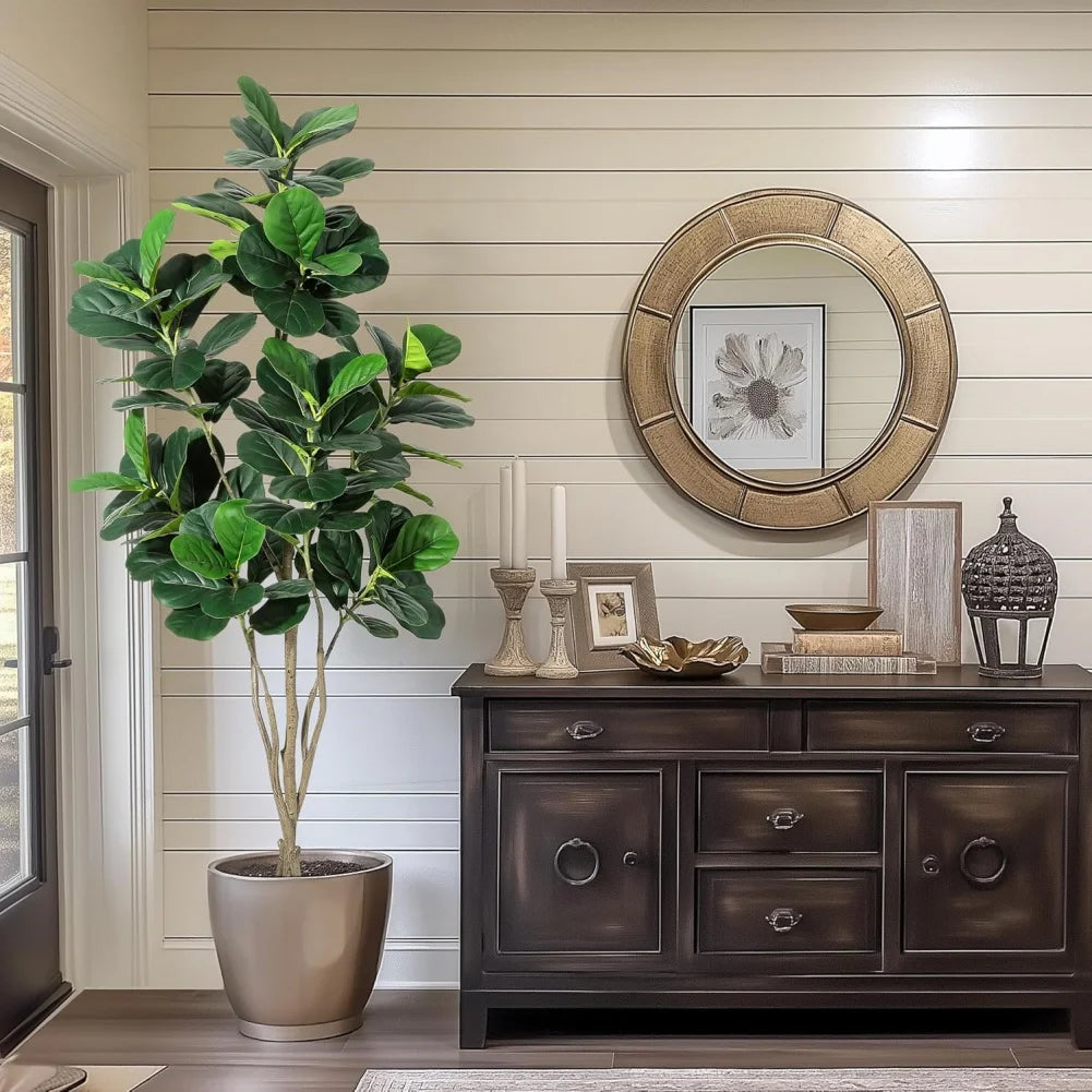 HiMISSCN Fiddle Leaf Fig Artificial Tree For Home Decor With Pot