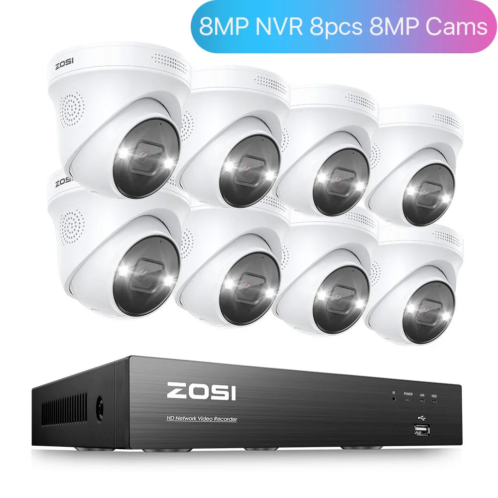 ZOSI 4K POE Surveillance Kit 8 Channel NVR AI Detection